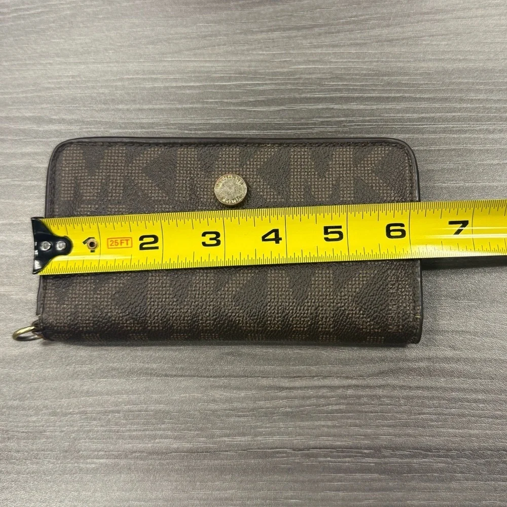 Michael Kors Brown and Tan Logo Wallet with Gold Accents